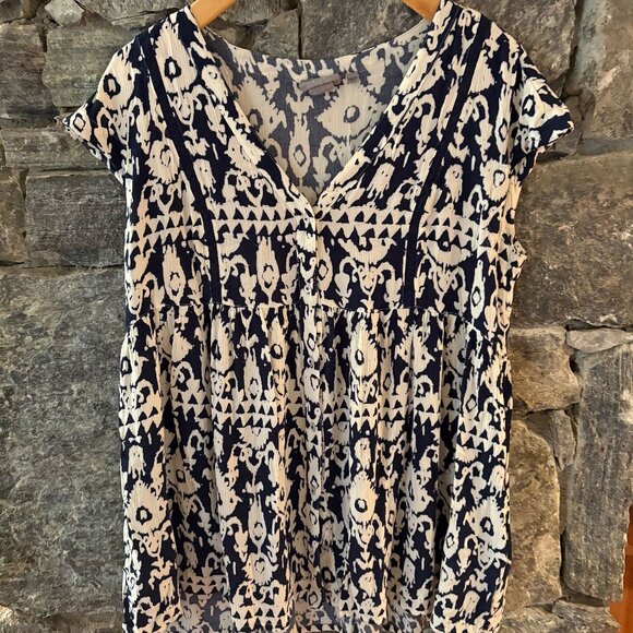 ANTHROPOLOGIE VANESSA VIRGINIA BATIK PRINT BLOUSE TOP TUNIC SZ L - Picture 1 of 2